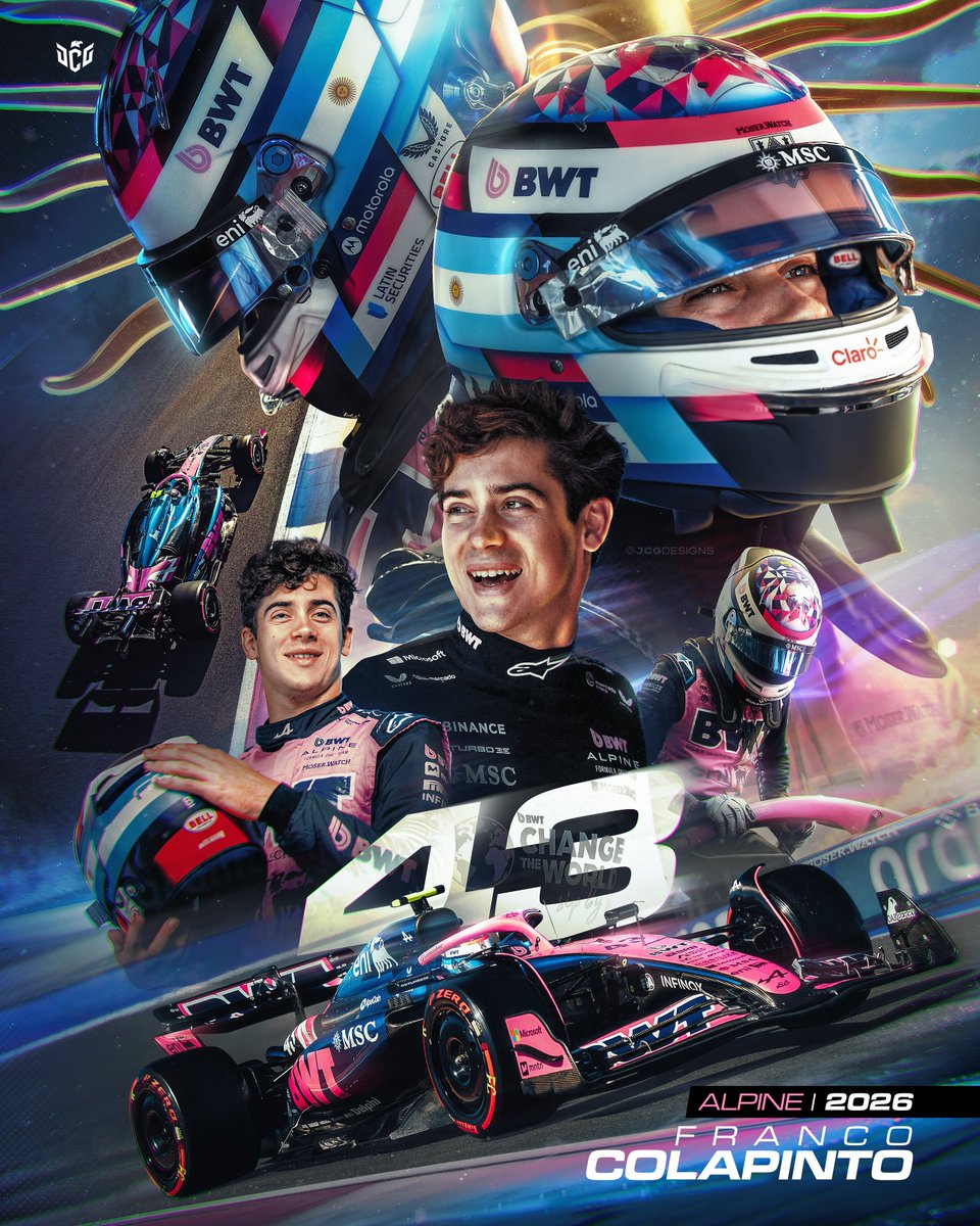 jcg_designs's tweet photo. FRANCO 2026⁣
⁣
Con el fuego sagrado🇦🇷 y el aliento de todos nosotros, vamos con todo @FranColapinto 
#F1 #FormulaOne #FrancoColapinto #Colapinto #Colapinto43 #Alpine #F1Alpine #MercadoLibre #BwtAlpine @AlpineF1Team @F1 https://t.co/D0PtbCi8jF