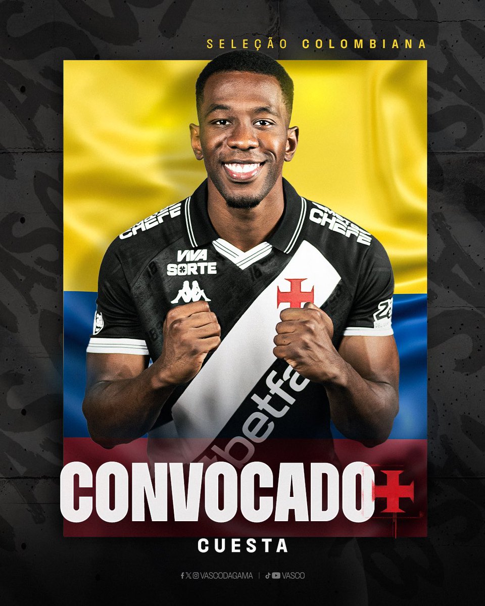 VascodaGama's tweet image. Cuesta convocado! 🇨🇴💢

O zagueiro Vascaíno foi selecionado pela Seleção Colombiana para os amistosos contra Nova Zelândia e Austrália.  

Estaremos na torcida, meu 4️⃣6️⃣! 💢👏

#VascoDaGama