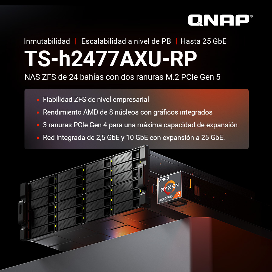Qnap_LA's tweet image. 🚀 TS-h2477AXU-RP ─ NAS ZFS empresarial de alta capacidad y alta disponibilidad con 24 bahías 👉 qnap.to/8b59k2

👉 
#QNAP #ZFS #EnterpriseStorage #HA #HighDensityStorage #DataProtection