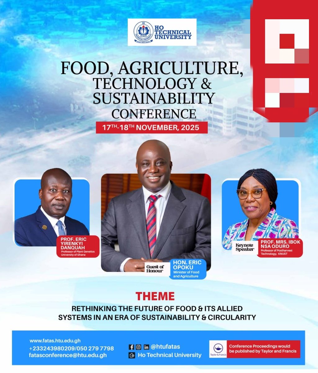 Join global experts in agriculture, tech &amp; sustainability.  
🤝 Network, share ideas, shape tomorrow.  
🔗 Register: fatas.htu.edu.gh  
📧 fatasconference@htu.edu.gh | 📱 +233243980209 | ☎️ 0502 79 77 98  
#FoodTech #Innovation #Sustainability #AgriFuture2025