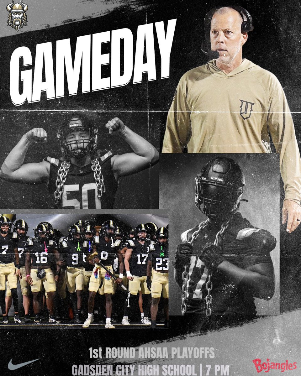 #ShowUp and support the Vikings as we travel to Gadsden City to take on the Titans in the 1st round of the AHSAA playoffs! The Vikes have prepared for this moment and are locked in and ready to compete!! 
⚔️🖤💛🖤⚔️
#VikingFootball #AHSAA #playoffs #JasperVsEverybody #GoVikes