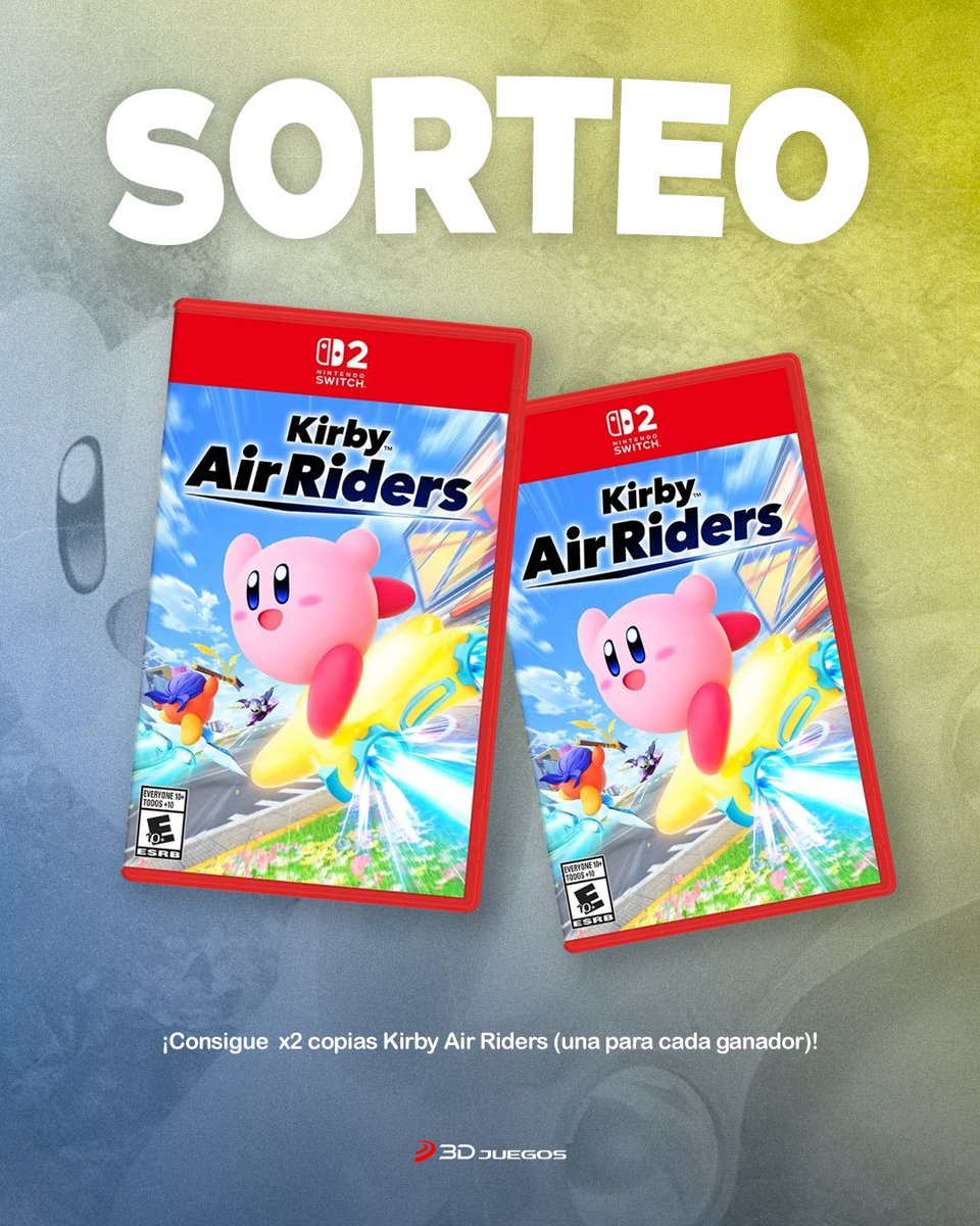 3djuegos's tweet image. SORTEO ⭐️ ¡Consigue una de las x2 copias físicas de Kirby Air Riders que sorteamos!

🔸 Sigue @3djuegos 
🔸 RT este tuit
🔸 Usa #AceleraKirby y dinos qué tienes más ganas de probar en el juego

Solo España y hasta 23:59*