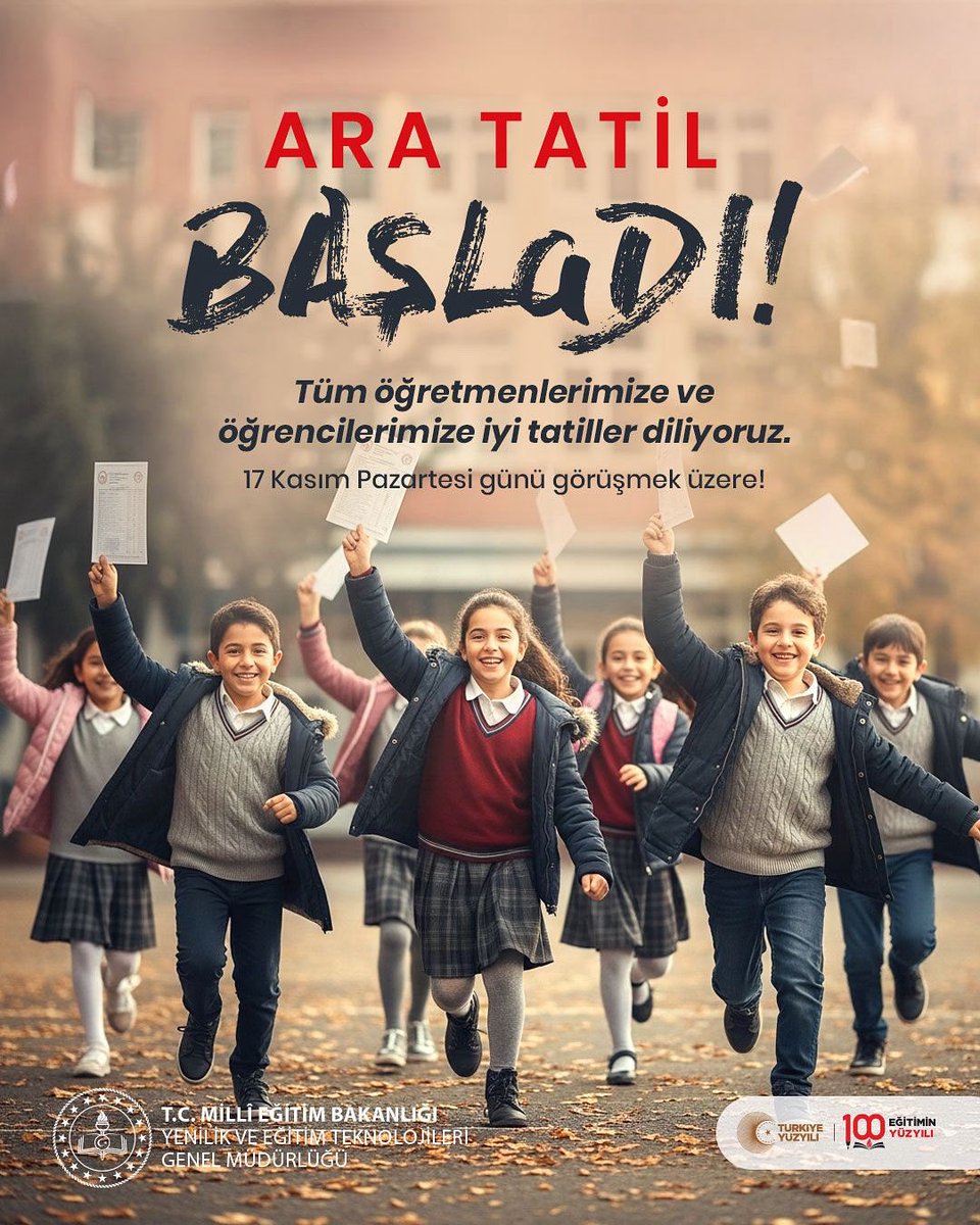 📢  Ara tatil başladı!
Tüm öğretmenlerimize, öğrencilerimize ve velilerimize iyi tatiller dileriz. 🙌🏼