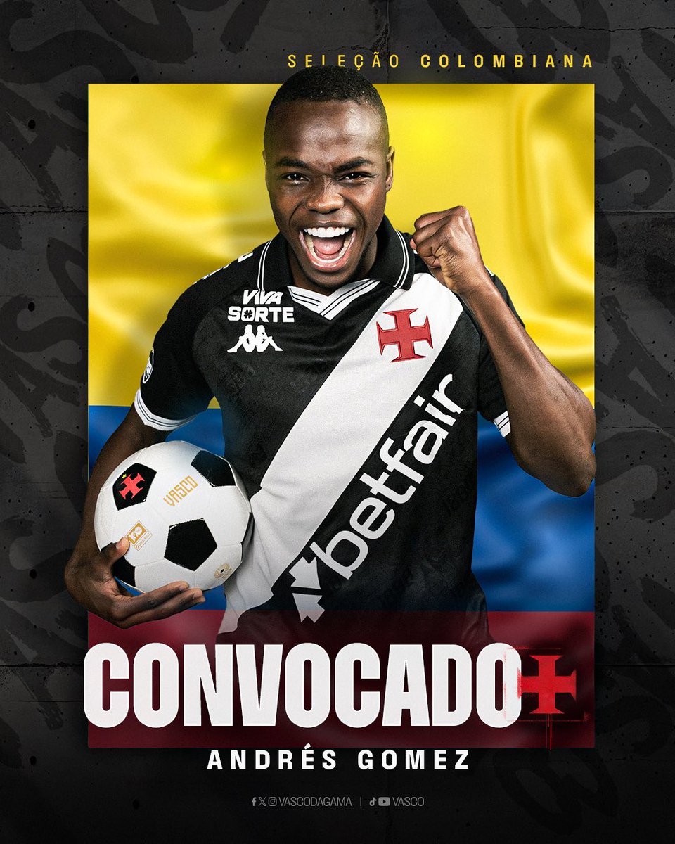 VascodaGama's tweet image. Mais um representante do Vasco da Gama na Data Fifa! 🇨🇴💢

O atacante Andrés Gómez também foi convocado e estará à disposição da sua Seleção para os amistosos contra Nova Zelândia e Austrália.  

Parabéns, Colômbia! 💢👏

#VascoDaGama