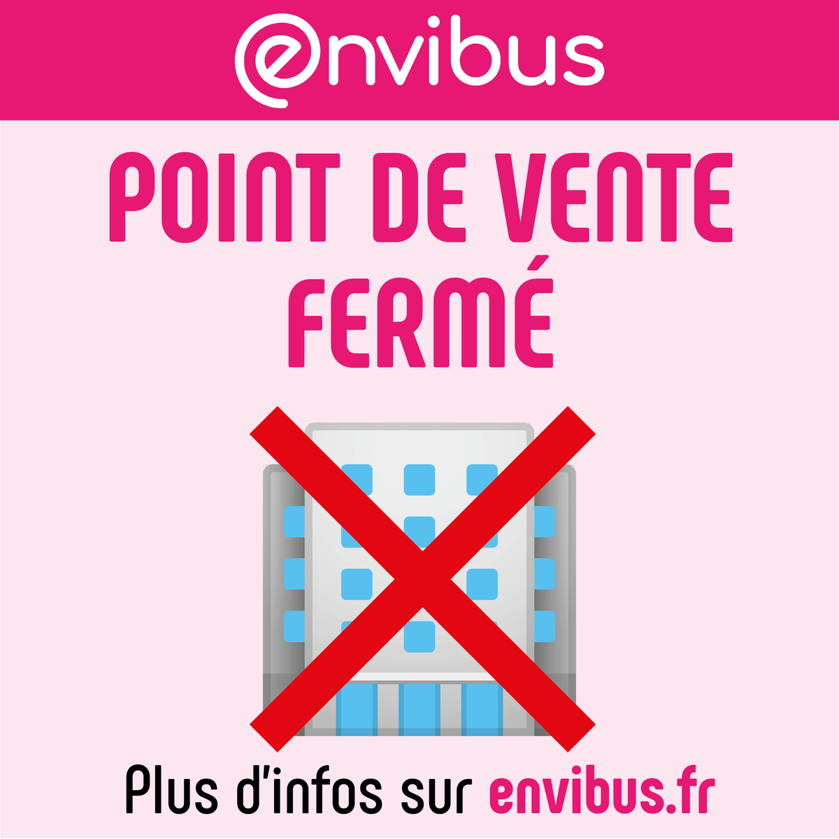 🏢❌Le point de vente Envibus de la médiathèque Jean d'Ormesson de Villeneuve-Loubet sera fermé :
▶️Le matin, samedi 08 novembre (ouverture de 15h à 17h).
▶️Toute la journée, samedi 15 novembre.
Merci pour votre compréhension.