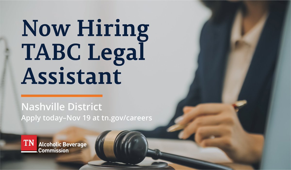 We’re hiring a Legal Assistant!

Use your legal research &amp; organizational skills to support attorneys &amp; serve the public.

💼 Great benefits
🕒 Work-life balance
Apply today 👉 stateoftn-careers.ttcportals.com

#LegalJobs #TNCareers #PublicService