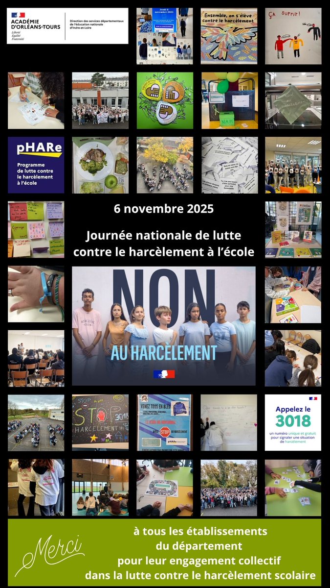 👏 Une mobilisation remarquable hier dans tout le département pour la Journée nationale #NonAuHarcelement
Merci à toutes les équipes et aux élèves pour leur engagement en faveur du respect et de la bienveillance. 💙
#NAH <a href="/ac_orleanstours/">Académie d'Orléans-Tours</a>
