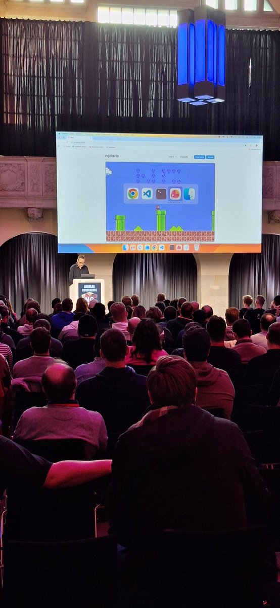 MikeZks's tweet photo. @ManfredSteyer about an @angular #Signal powered #JumpNrun game at @ngdeconf. https://t.co/Q9bDX7toEu