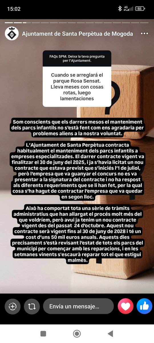 ya que llevamos meses sin una empresa que se dedique a arreglar estos problemas en los parques infantiles...😔