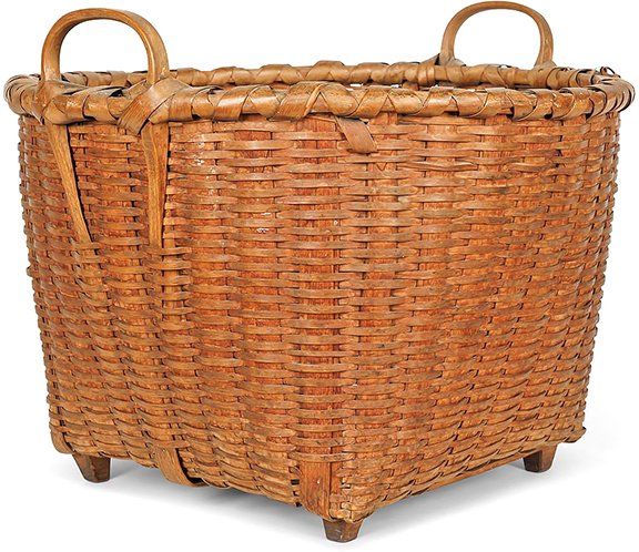 AntiqueDigest's tweet image. A circa 1880 New Lebanon, New York, Shaker apple basket, 14½" x 18½" x 19", with unusual feet earned $3997.50 (est. $800/1200) at Bray &amp;amp; Co. maineantiquedigest.com/stories/wether… #antiques #antique #Shaker #basket #baskets #basketry #Americana #NewLebanon #NewYork