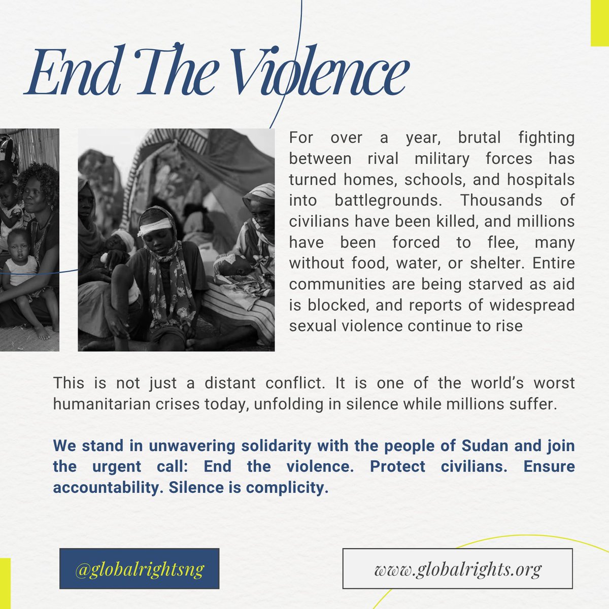 Sudan is facing a catastrophic human rights crisis.
Civilians are suffering. The world must not look away.
#StandWithSudan #ProtectCivilians #EndTheViolence