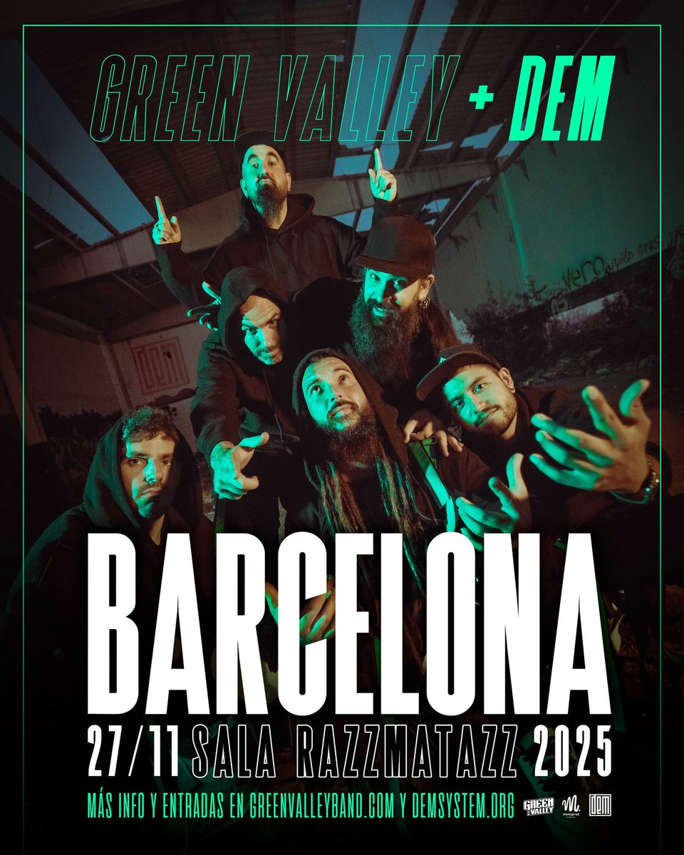 demsystem's tweet image. Este 27 de noviembre volvemos a vernos en razz2, esta vez como banda invitada de nuestros hermanos @greenvalleyband. + Info y entradas en greenvalleyband.com o dem system.org
Apertura de puertas a las 20:00!! No lleguéis tarde que empezamos nada más abrir!!