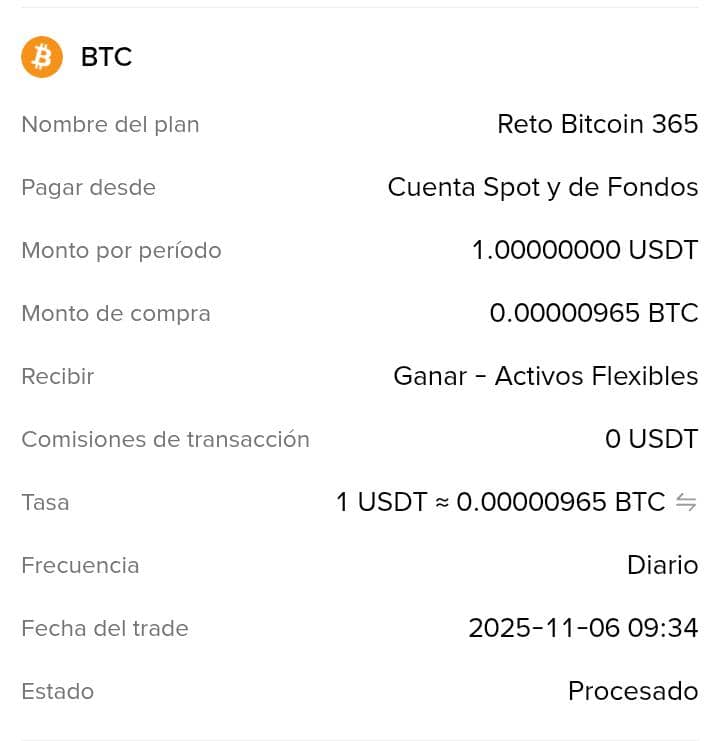 Día 78 #retoBitcoin365 (ayer 06 de noviembre) ✨ $BTC