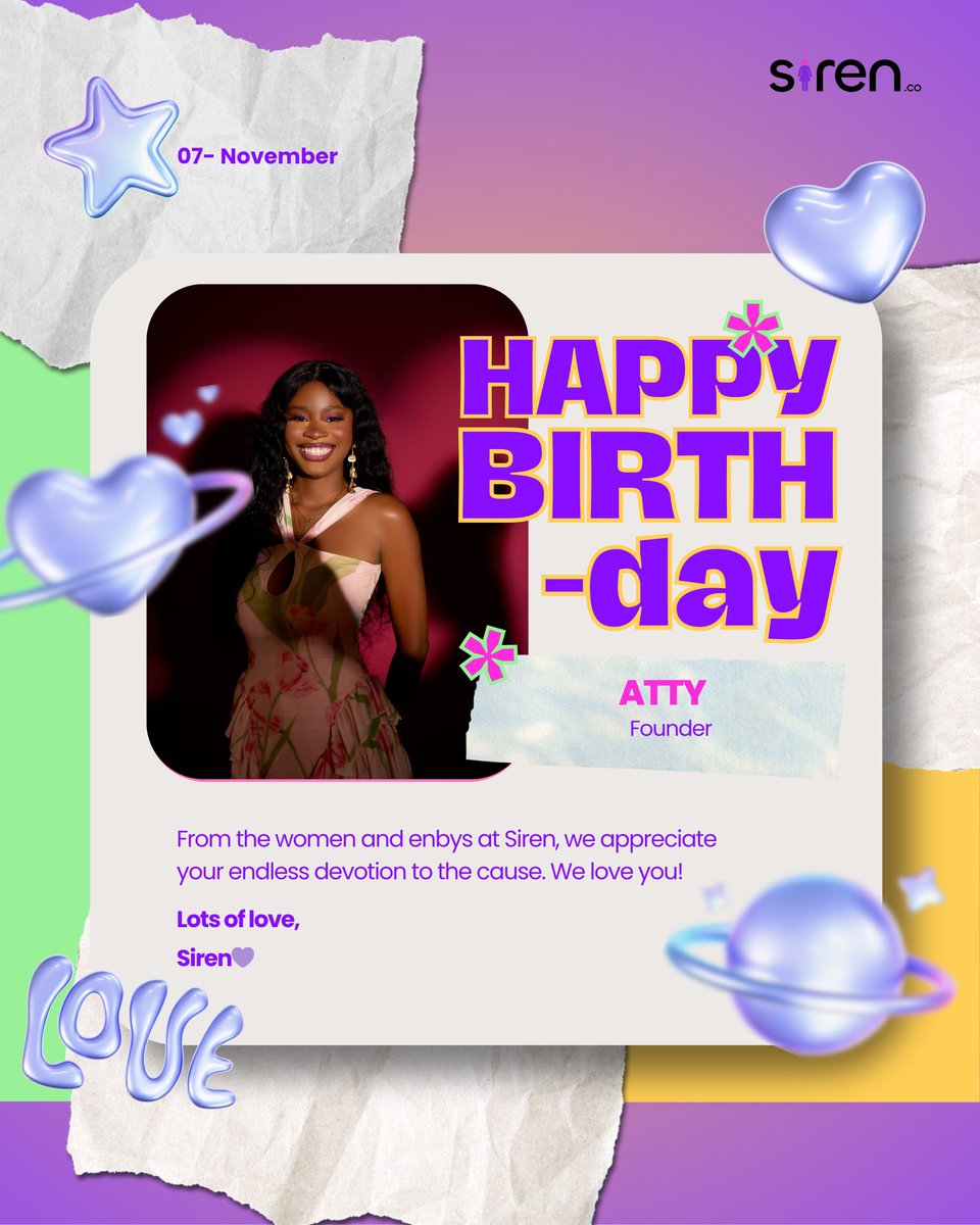 Gorgeous gorgeous girlie.Thank you for creating a safe space where all women belong. You've shown us there is more to be. 
From all of us at Siren, we say happy birthday to you. We love you. We stan you. Enjoy your day. Enjoy your year. World Atty Day💜
