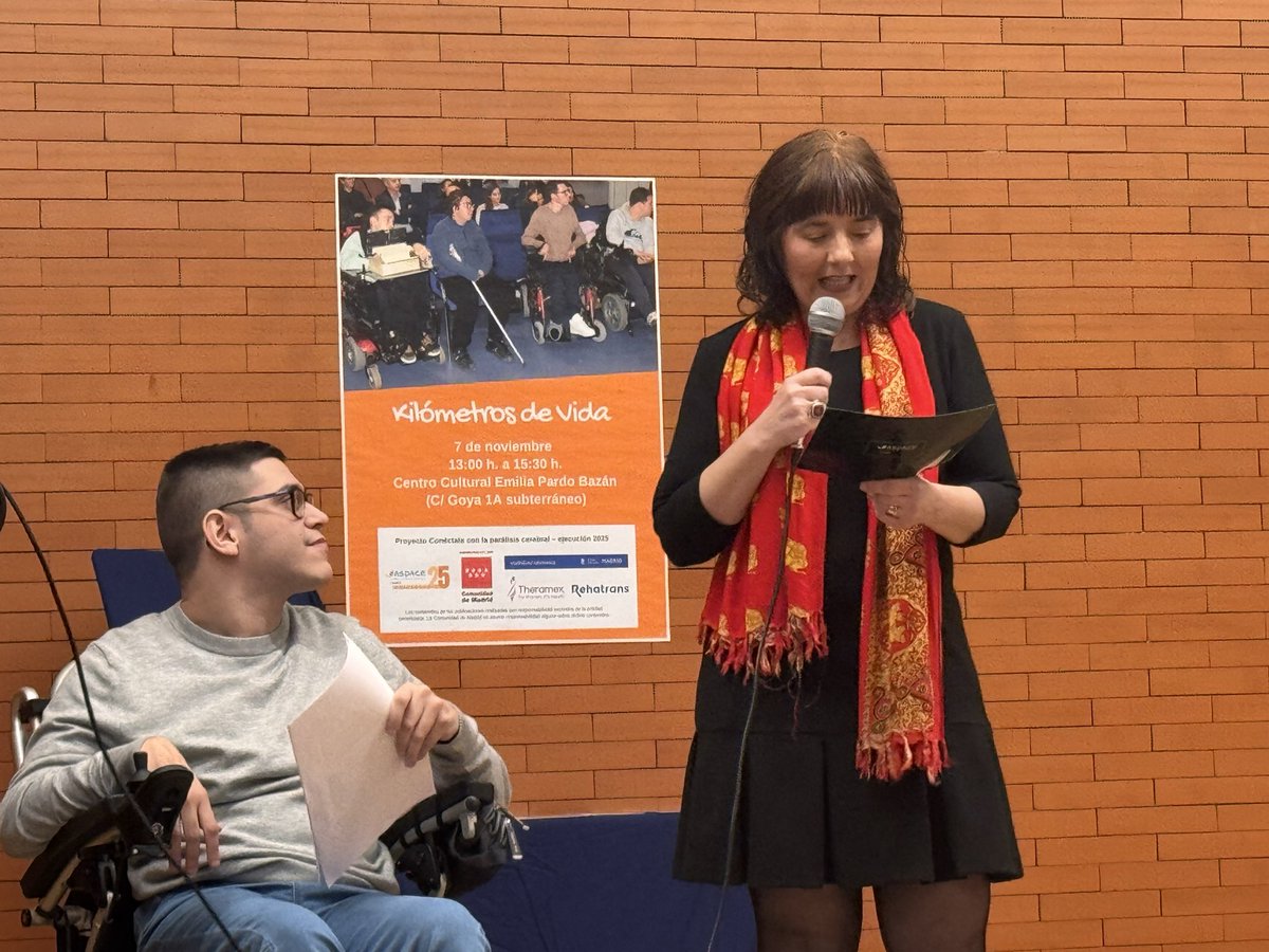 CERMI_Madrid's tweet photo. En el acto de entrega de los galardones “Kilómetros de Vida", en reconocimiento a jóvenes con Parálisis Cerebral de la Comunidad de #Madrid, organizado por @ASPACEMadrid.

Enhorabuena a todos/as 👏🏼👏🏼

#KilómetrosDeVida2025 #discapacidad #ParálisisCerebral #SomosASPACE https://t.co/9PfQJ2nSFL