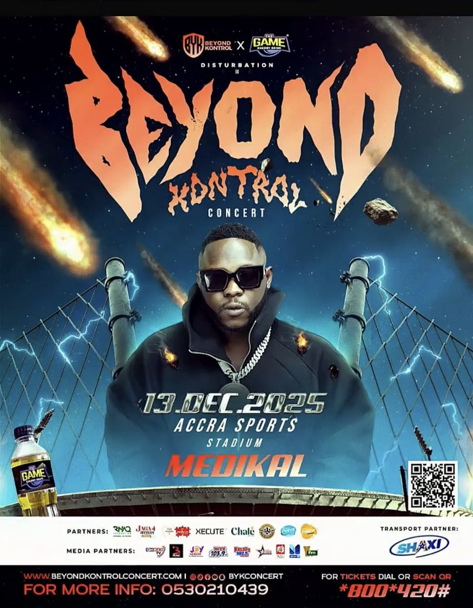 Beyond Kontrol Concert Tickets Are Out!
Get yours now by dialing *800*420# or visit beyondkontrolconcert.com
Ticket Rates:
Standard: GHÇ50
VIP: GHÇ100
VVIP: GH¢350
Secure your spot and don't miss out!
#BeyondKontrolConcert25
<a href="/Medikalbyk/">Medikalbyk</a> <a href="/ProsperByk/">Prosper BYK</a> <a href="/Bigg_paradise/">Big Paradise</a>