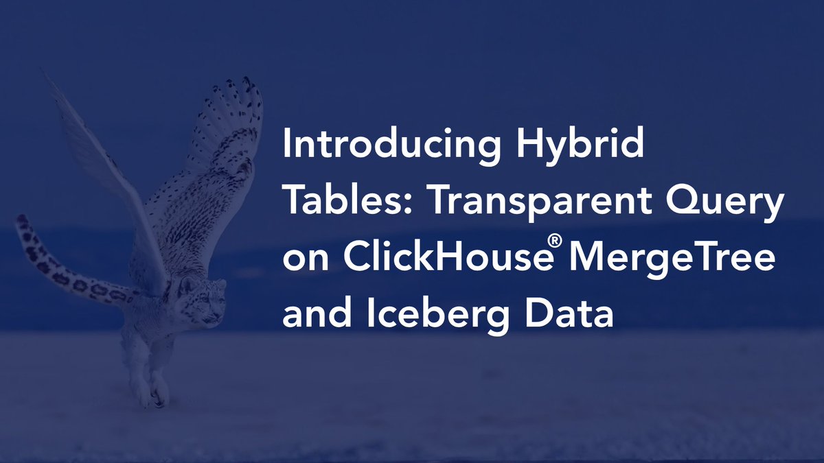 AltinityDB's tweet image. What if you could query #ClickHouse® MergeTree and #ApacheIceberg data as one table? 👀

Meet Hybrid Tables, a new feature in #ProjectAntalya:
🧠 One copy of data
🪄 Transparent queries across MergeTree and Iceberg/Parquet

Try the preview 👉 hubs.la/Q03S8jTx0