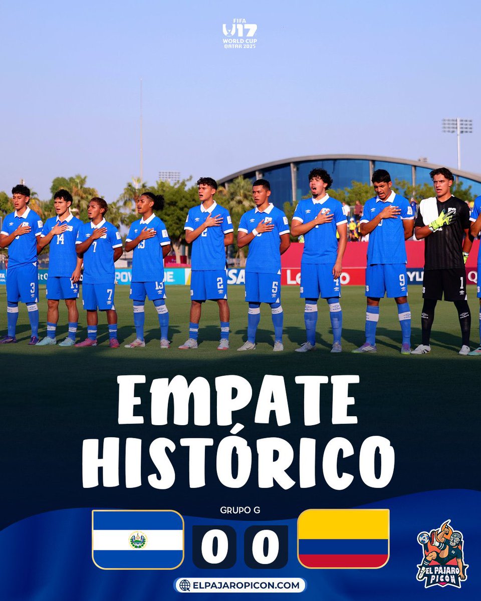 La Selecta Sub-17 empató con Colombia 0-0 en su segundo partido del Mundial de Qatar.

Histórico lo que han hecho estos muchachos. Un saludo para los que decían que nos iban a golear 10-0. Que lindo es apoyar en creer en este grupo. Vamos El Salvador 🇸🇻🙌🏻