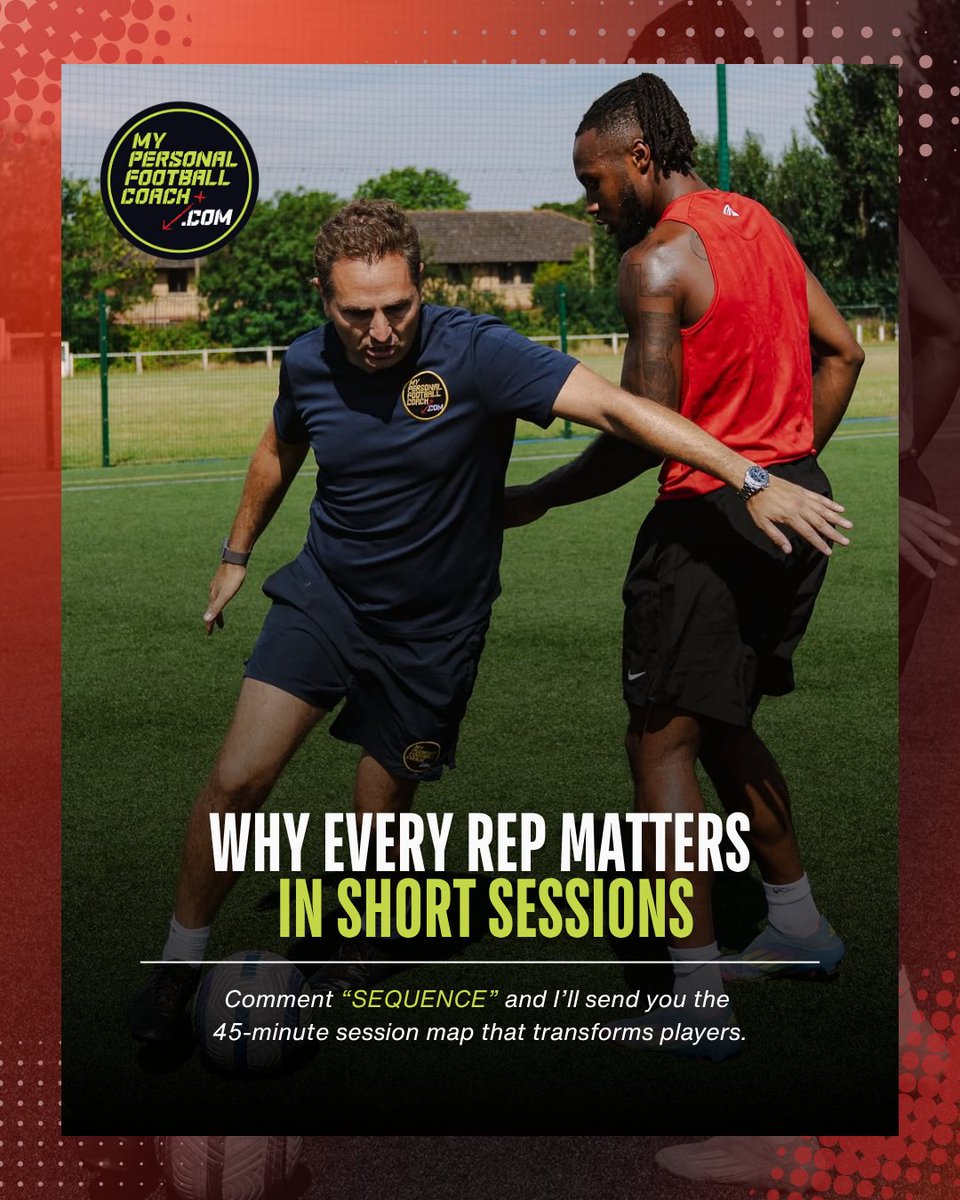 It’s not about longer sessions.

It’s about sequence + intensity.

45 minutes of purpose beats 2 hours of random drills every time.

Comment SEQUENCE for the 45-min map that transforms players. ⚽️