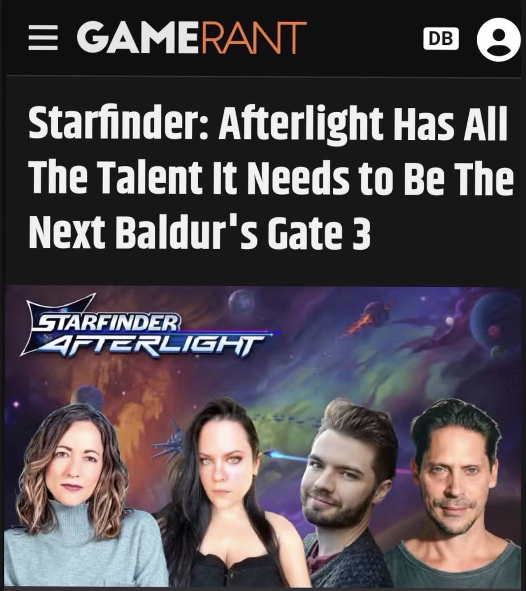 Baldur's Gate in space? Fun interview with Katelyn &amp; <a href="/GameRant/">Game Rant</a> for <a href="/epictellers/">Starfinder: Afterlight now on Kickstarter</a> #Starfinder! Oh also I'm there. 😏