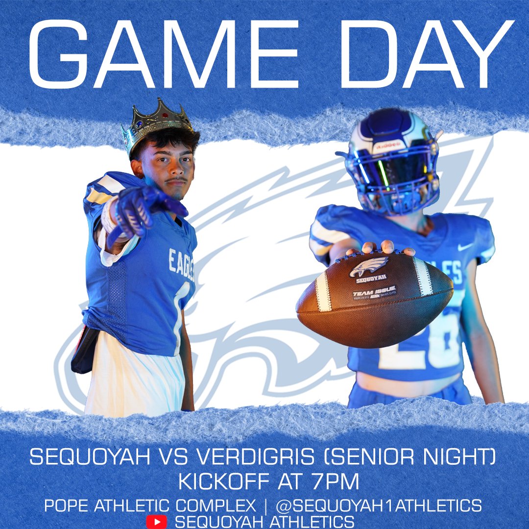 Football takes on Verdigris tonight at home for Senior Night. The Senior Night Ceremony will start at 6:30pm, and kickoff will be at 7:00pm. Can't make it to the game tonight? You can watch live on the Sequoyah Athletics YouTube Channel with the pregame show starting at 6:15pm.