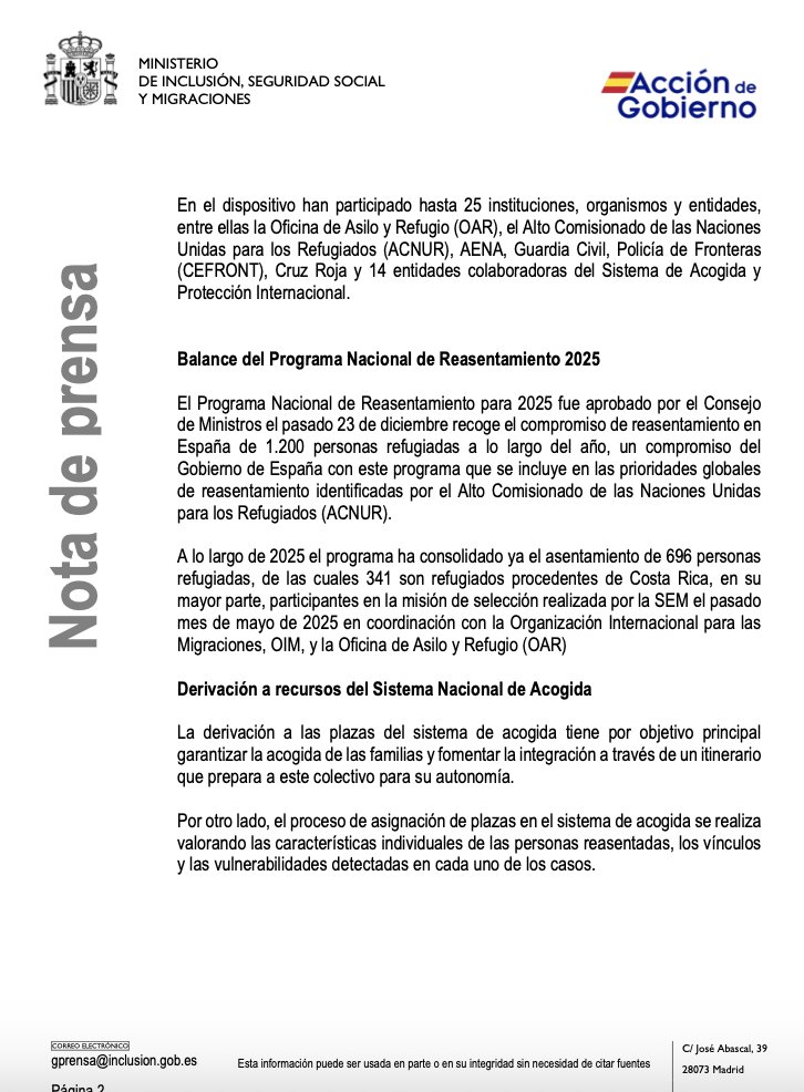 En contraste con el gobierno de Sheinbaum que solo da "asilo" a los populistas radicales afines a la 4t, el gobierno de España acoge a 245 nicaragüenses que huyeron de la represión del dictador Ortega en el operativo más grande del Plan Nacional de Reasentamiento de este año.