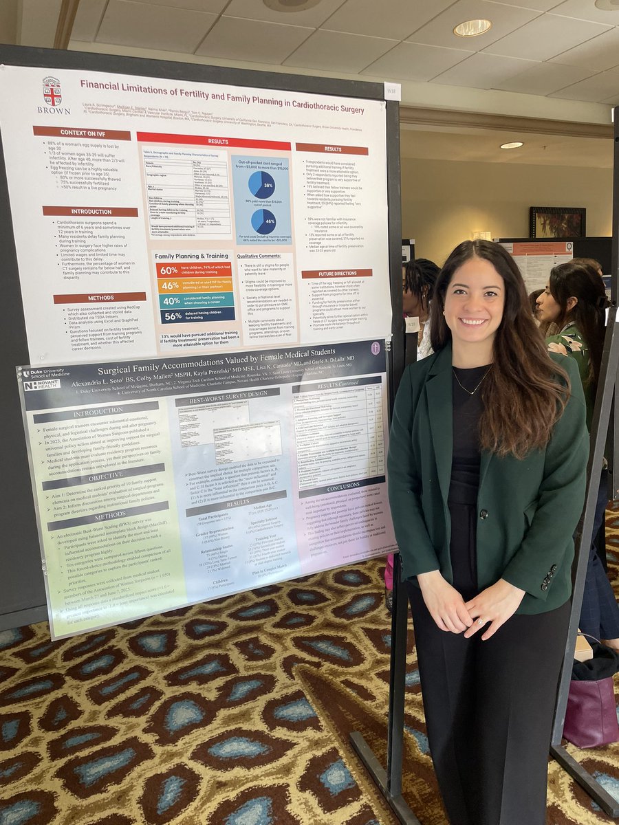 AlexandriaSoto_'s tweet image. Reflecting on my time at #WTS2025, it was an empowering and educational experience. Grateful to start building such an key network with women surgeons early!

Thank you @WomenInThoracic for the chance to present our research on family accommodations! @DukeBladegirl @lisacannada