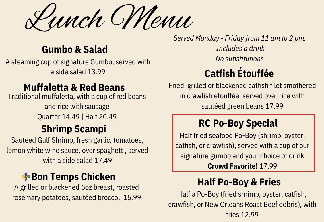 ragincajunhou's tweet image. Ragin&apos; Cajun Spring Branch - Value Lunch Menu.
1725 Wirt Road.  #springbranchhouston #springbranchtx #memorial #pineypoint #hunterscreek #Friday #Lunch