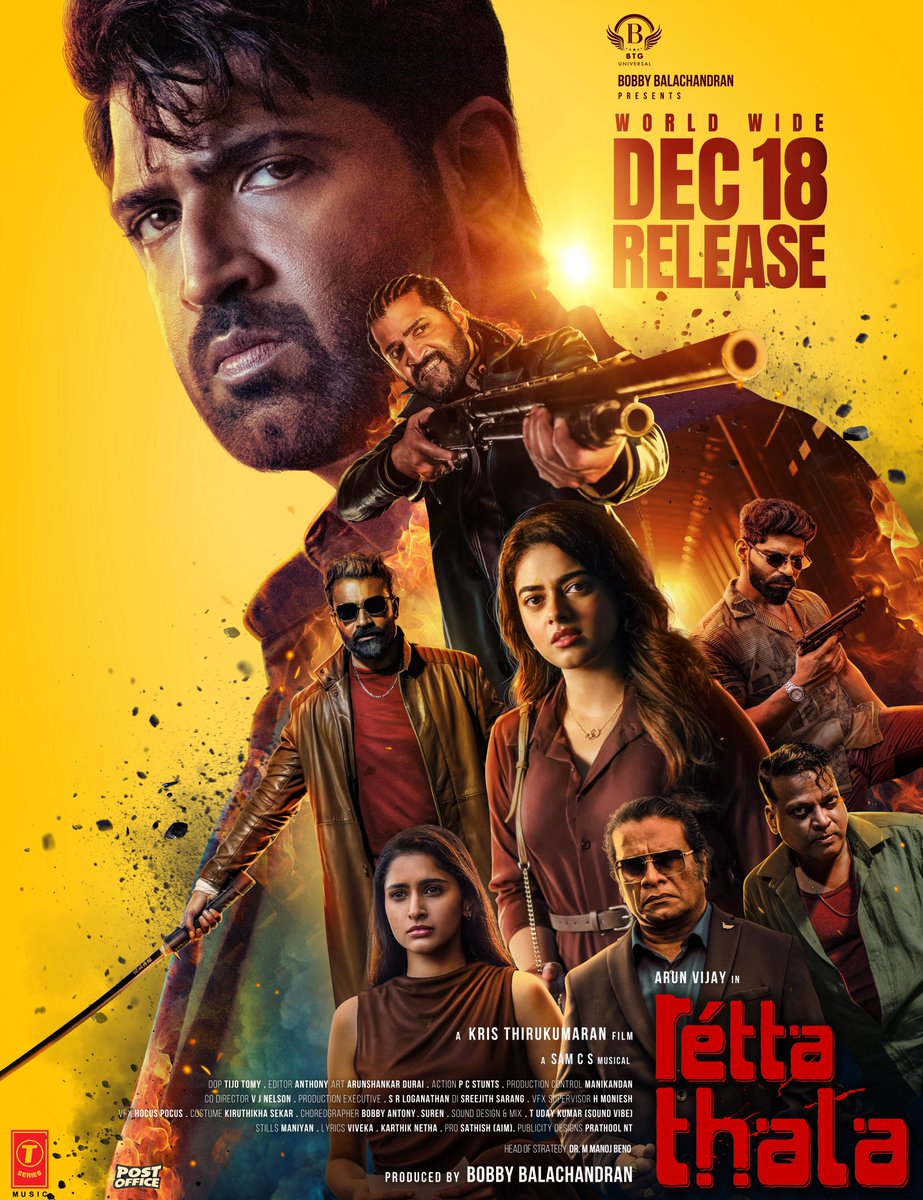 allindiaavfc's tweet photo. Get ready for double the action, double the thrill! 💥

@arunvijayno1 anna’s #RettaThala hits theatres worldwide on December 18th! 🔥
Don’t miss the cinematic storm! 🌪️

#ArunVijay 😍

@bbobby @BTGUniversal @kris_thiru1 @SamCSmusic 
@SiddhiIdnani @actortanya https://t.co/Ycy3vhNAUh