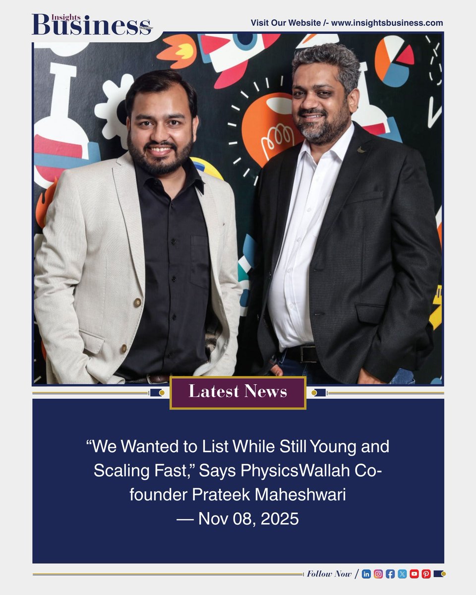 IBMagazine99's tweet image. “We Wanted to List While Still Young and Scaling Fast,” Says @physics__wallah Co-founder @PWPrateek 

@PhysicsWallah  Prateek Maheshwari 
#PhysicsWallahIPO #StartupIndia #EdtechRevolution #PrateekMaheshwari  #StockMarketIndia #EdtechGrowth #InsightsBusiness #Entrepreneurship