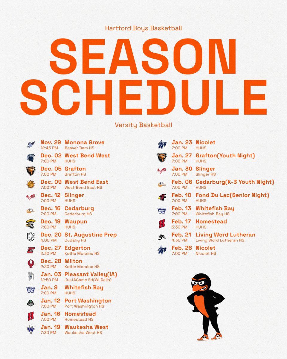 We are 10 days out from the start of our season!! Here is the updated and official game schedule for the 25-26 season! #HartfordHoops