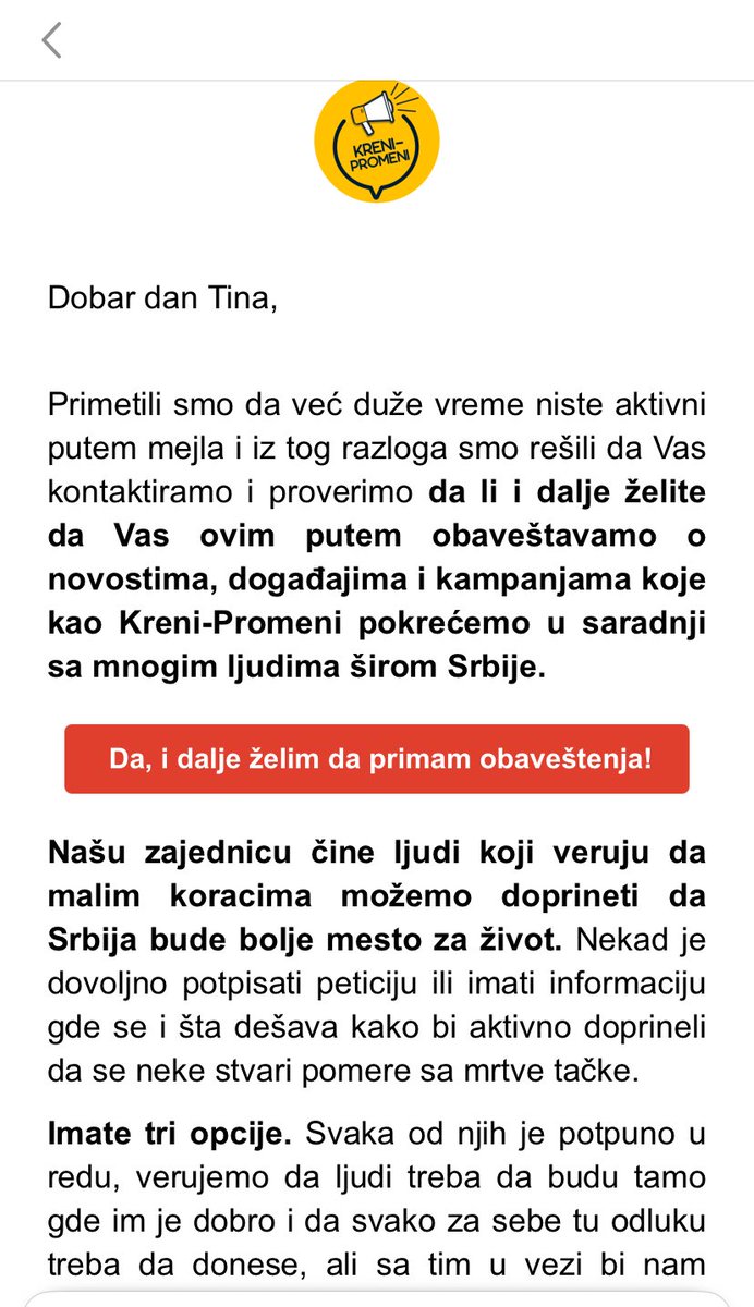 Jebo me dan, kad sam potpisala peticiju.
Ovi me ubiše!
Ne nisam aktivna!
Ne zanimate me!