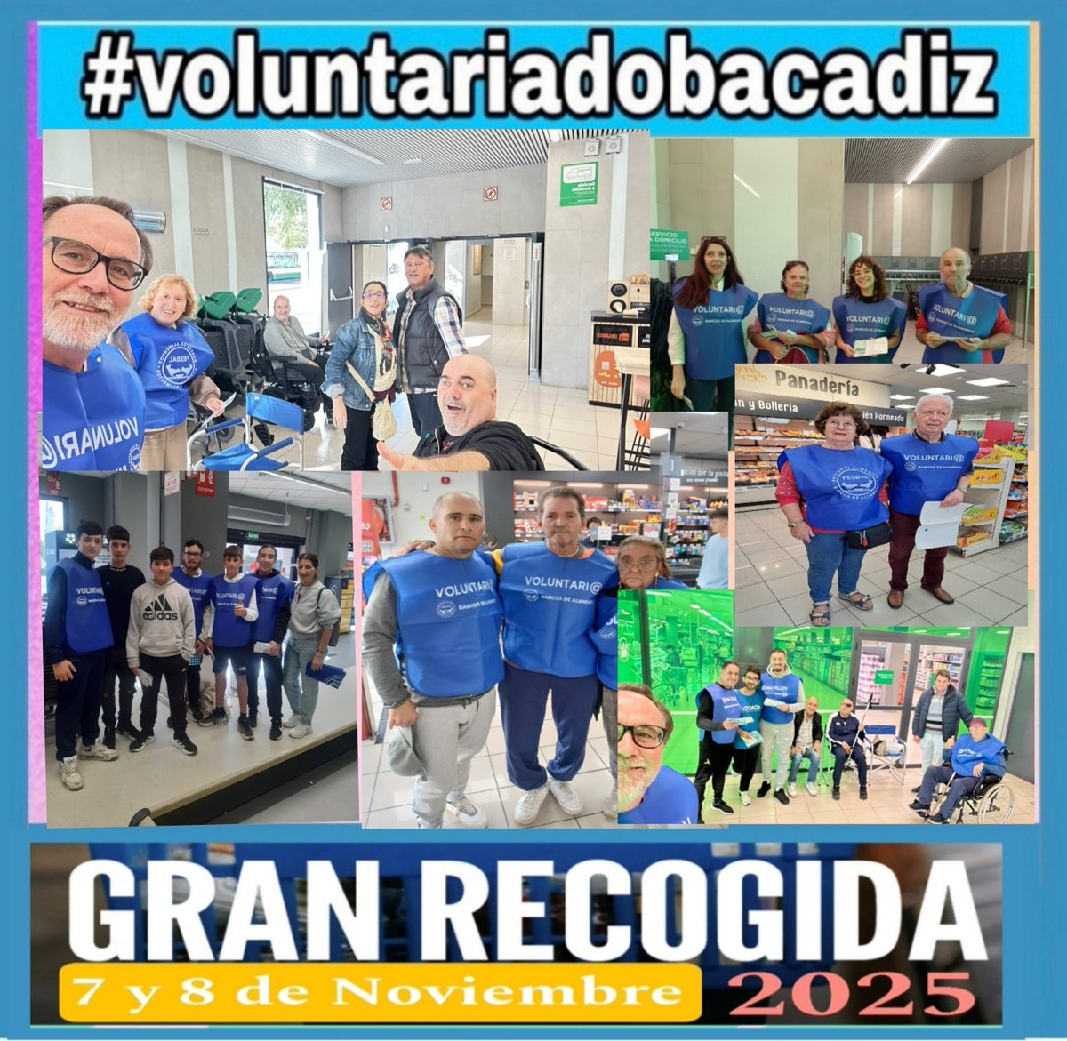 Muchísimas gracias a todos/as  los VOLUNTARIOS/AS  que colaboran
Gran Recogida  7 y 8 de Noviembre: DONA al pasar por CAJA de tu supermercado, por BIZUM al 38020 y en bancoalimentoscadiz.org
#agradecimientosbac 
#lodamostodo
#GranRecogida2025
#voluntariadobacadiz 
#bizumbac38020
