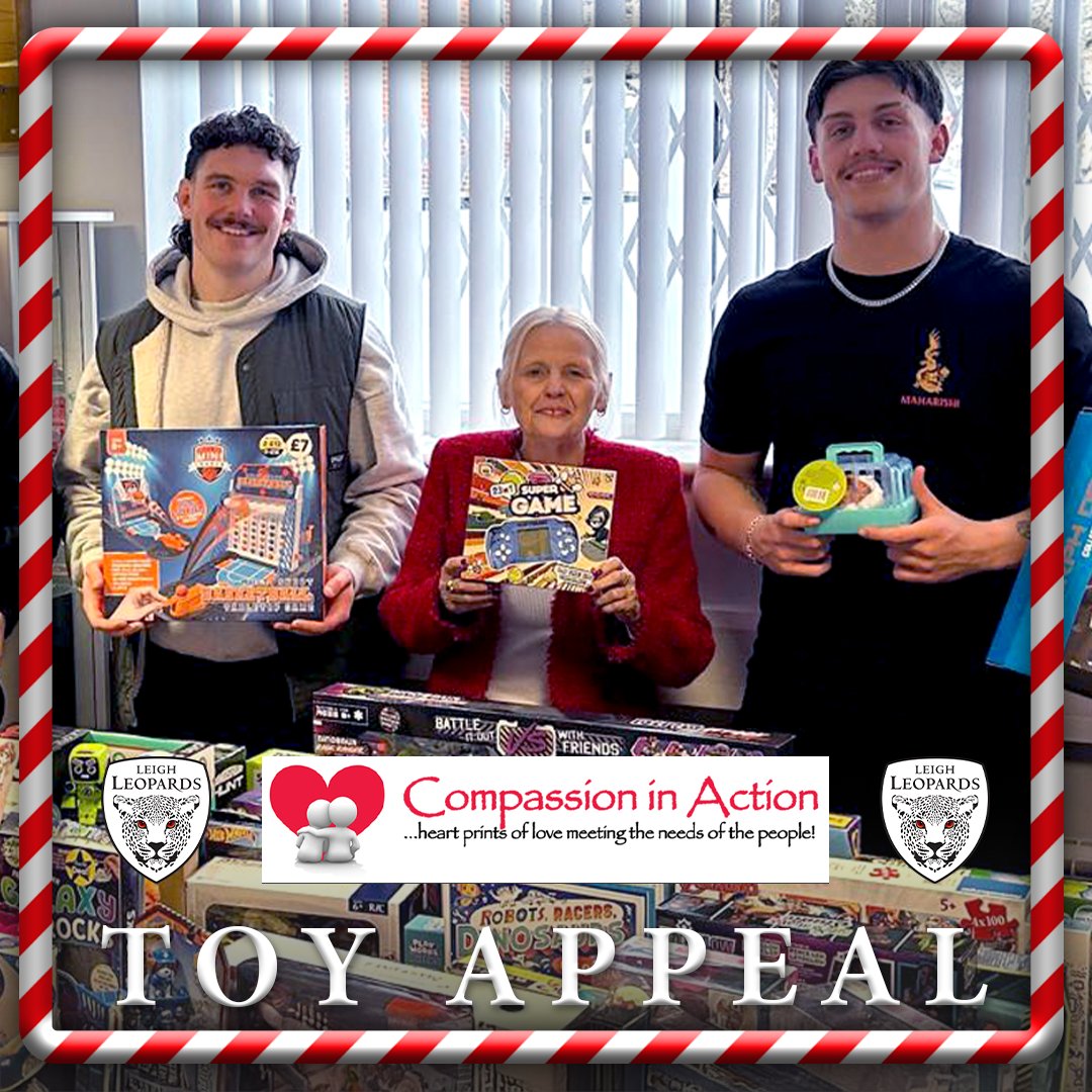 🎁 𝗖𝗛𝗥𝗜𝗦𝗧𝗠𝗔𝗦 𝗧𝗢𝗬 𝗔𝗣𝗣𝗘𝗔𝗟 🎄

Leigh Leopards are proud to once again throw their full support behind the Compassion in Action Christmas Toy Appeal.

🔗 Read about how you can help here ⬇️
tinyurl.com/tbrbb295