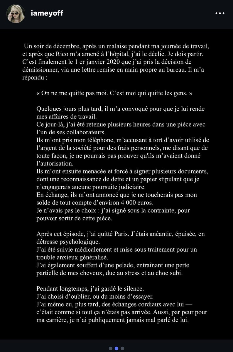 LeMondeDeHaru's tweet photo. Primé accusé d’harcèlement moral psychologique et chantage sexuel, vu à l’instant sur instagram https://t.co/TEILStQxPK