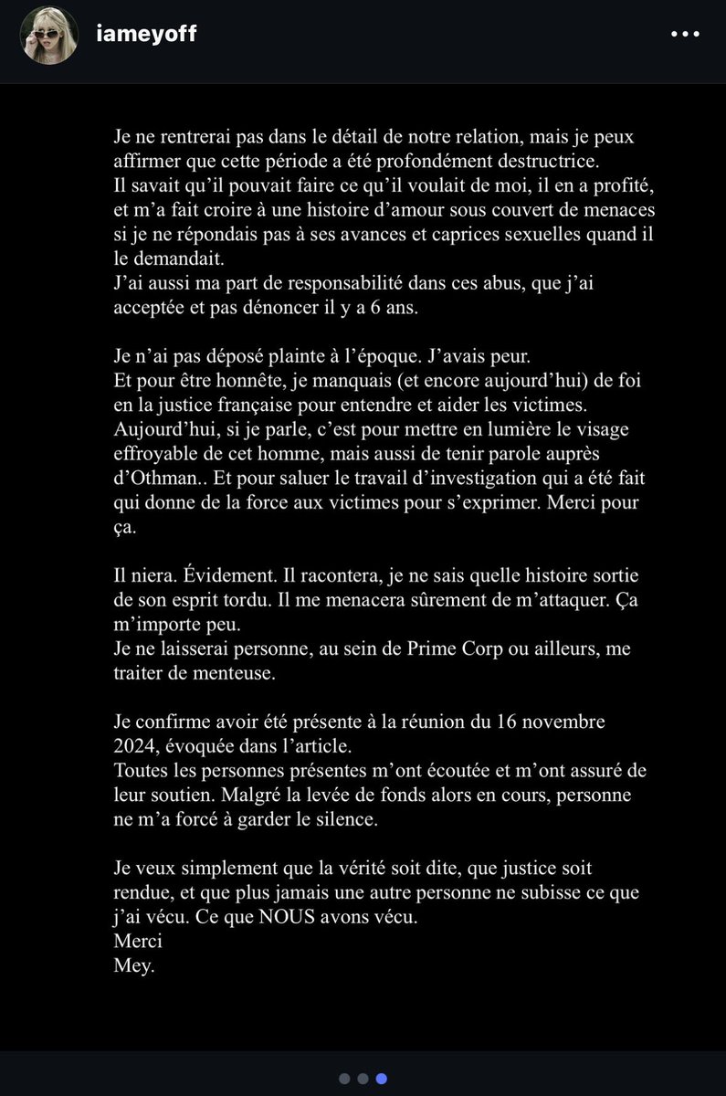 LeMondeDeHaru's tweet photo. Primé accusé d’harcèlement moral psychologique et chantage sexuel, vu à l’instant sur instagram https://t.co/TEILStQxPK