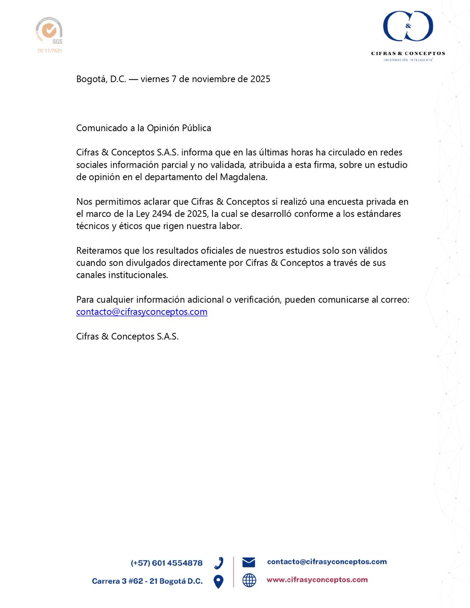 Comunicado a la Opinión Pública