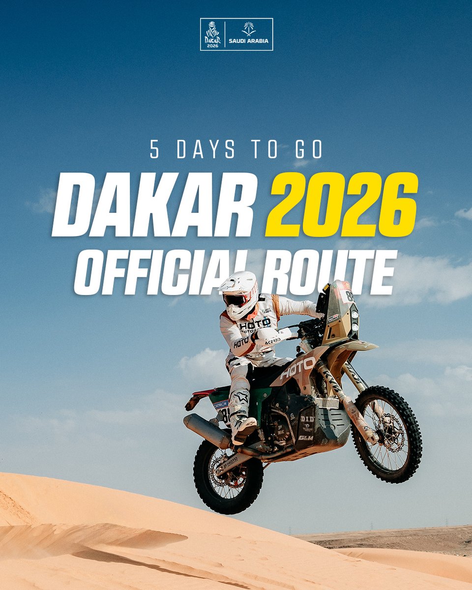 The reveal is coming… 👀
Only a few more days before we unveil the Dakar 2026 route &amp; key sports highlights! Ready? 🤩

🔴 Live on all official Dakar platforms!
📅 November 13th at 6:30 PM (UTC+1)

🔜 #Dakar2026 #DakarInSaudi