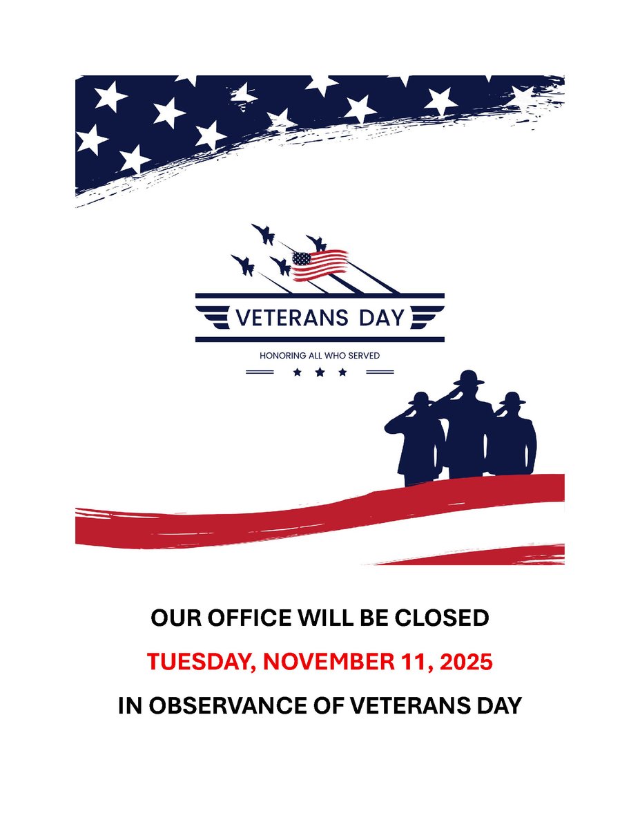 Our office will be closed Tuesday, November 11, 2025