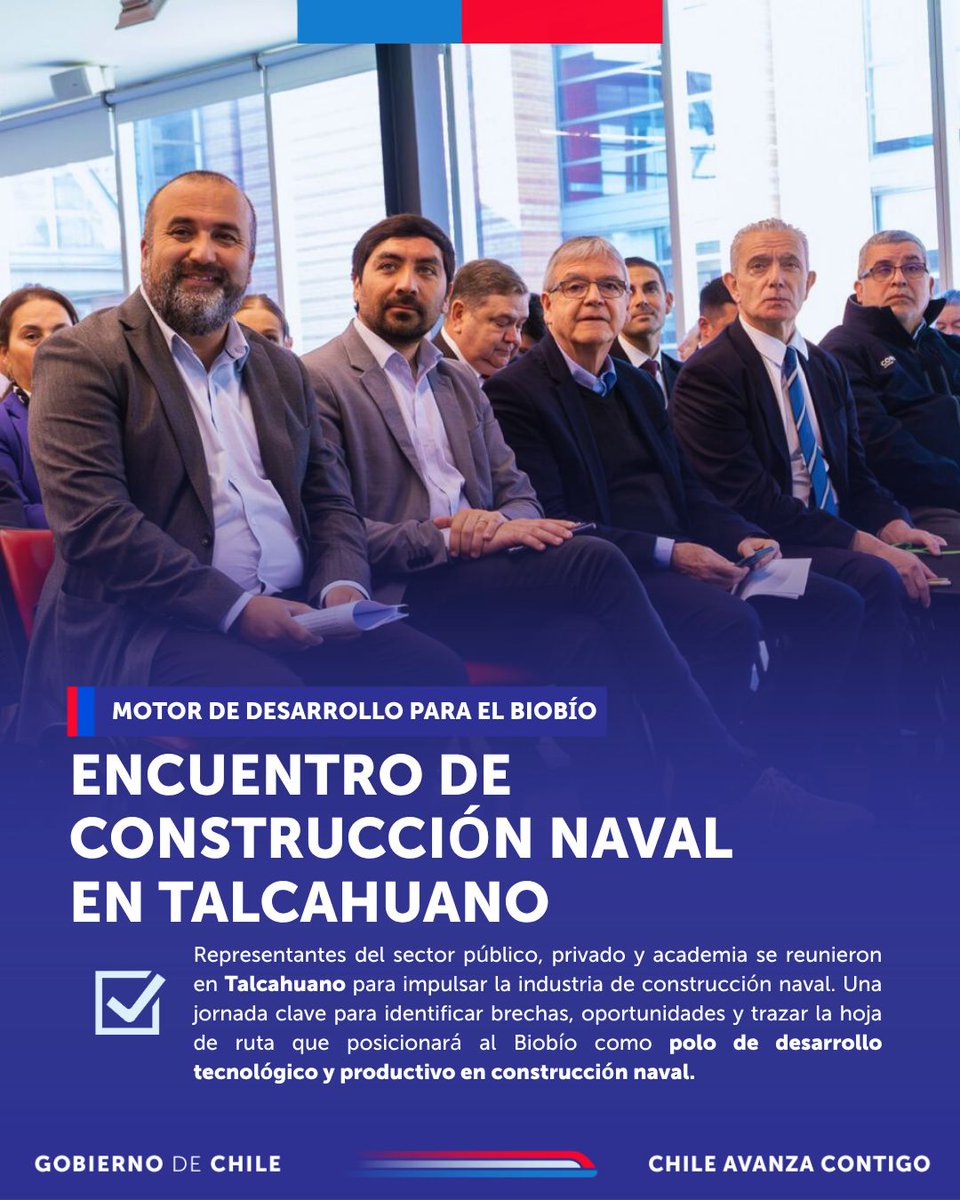 ✅Asistimos al 𝗘𝗻𝗰𝘂𝗲𝗻𝘁𝗿𝗼 𝗱𝗲 𝗖𝗼𝗻𝘀𝘁𝗿𝘂𝗰𝗰𝗶𝗼́𝗻 𝗡𝗮𝘃𝗮𝗹 𝟮𝟬𝟮𝟱 𝗲𝗻 𝗧𝗮𝗹𝗰𝗮𝗵𝘂𝗮𝗻𝗼, junto al <a href="/DPRBiobio/">Delegación Presidencial Regional del Biobío</a> , Eduardo Pacheco, autoridades de la Armada de Chile, <a href="/fomentobiobio/">Corfo Biobío</a>  y representantes del sector público, privado y academia. 💪🇨🇱