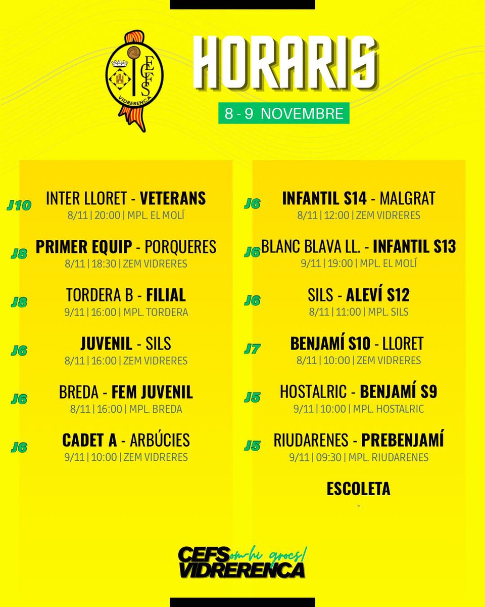 CEFSVidrerenca's tweet image. Agenda del cap de setmana:

#somhigrocs