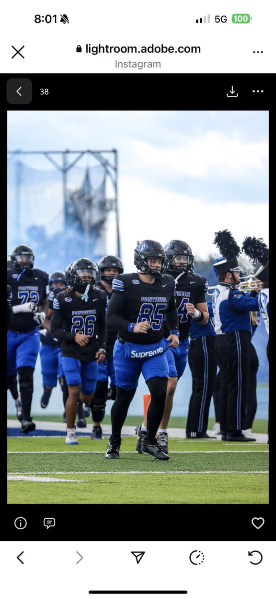 presdnt's tweet photo. Go Panthers! Eastern Illinois University! 💙🖤🤍🏈
❤️#85 🫰 https://t.co/WY6BgENmjy