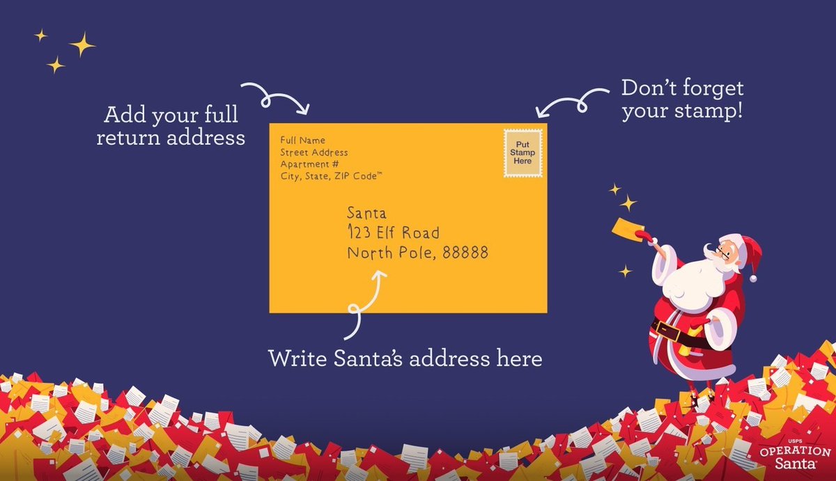 USPSOpSanta's tweet photo. Santa’s getting ready for his annual #USPSOperationSanta reading. So sharpen your pencils, crayons, and start writing! 📝  https://t.co/1ASn11whle
--
Santa se está preparando para su lectura anual. Así que saca punta a tus lápices, crayones y empieza a escribir. 📝 https://t.co/1ASn11whle