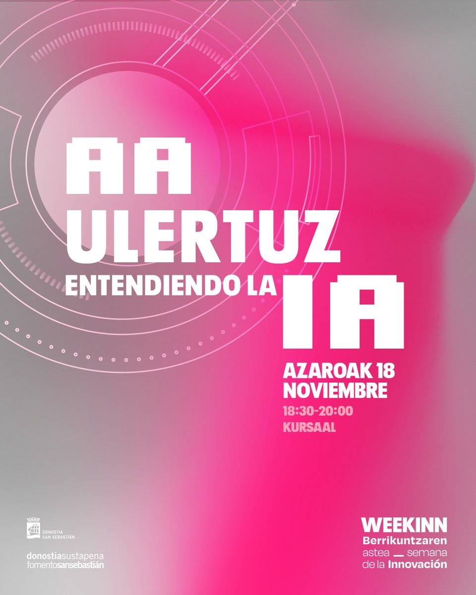 WEEKINN | 🤖 "AA ulertuz": teknizismorik gabe, adimen artifizialak gure bizitza nola eraldatzen duen ezagutzeko jardunaldia (publikoari irekita).

📍Kursaal
📆 Azaroak 18

@basqueaicenter-ekin batera antolatua. Dinamizatzailea: Jaime García Cantero <a href="/retinate/">RETINA Tendencias</a>💡