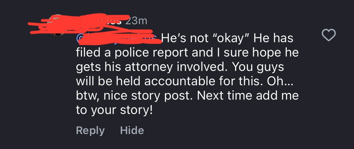 UNBELIEVABLE: A member of Clemson College Democrats’ executive board claims on Instagram that the student who disrupted our chapter meeting making those reprehensible comments has filed a police report!

Imagine harassing and disrupting a college club and then playing the victim!
