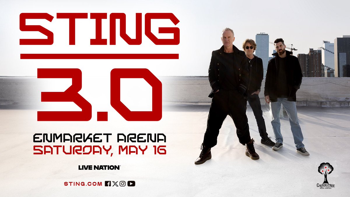 enmarketarena's tweet photo. It’s finally time! 🎶 Get tickets NOW for the STING 3.0 Tour at Enmarket Arena on Saturday, May 16! Grab your friends and come see this rock icon live on stage. 🎶

Tickets at https://t.co/PU3uOVKrOg! https://t.co/PvVrBaTmLA