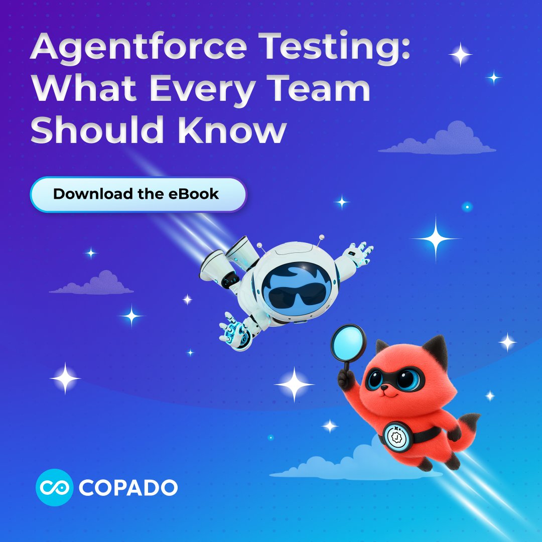 CopadoSolutions's tweet image. Building with AI? Don’t leave trust to chance.

Copado helps you test and scale Salesforce Agentforce agents with confidence — powered by intelligent automation.

Get the guide → ow.ly/VjRM50Xo5nE

#Copado #Salesforce #Testing
