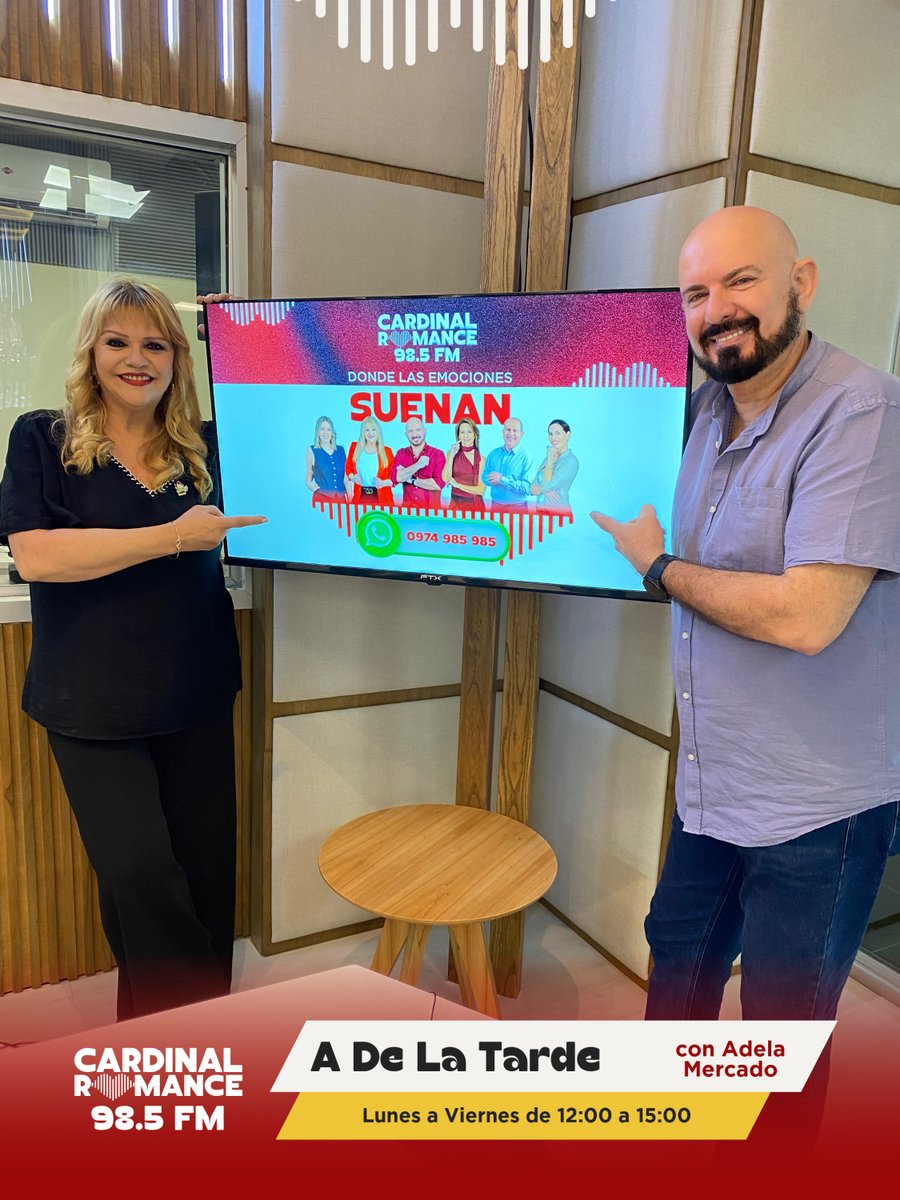 ✨Ahora la tarde queda en manos de Adela Mercado 💕

🥳 Después de «La Movida» con <a href="/jorgepuigtorres/">Jorge Alberto Puig t</a>, llega «A de la Tarde» con <a href="/adelamercado64/">Adela Mercado</a> para seguir acompañándote de 12:00 a 15:00 con la mejor música romántica. 

📻 ¡Quedate con nosotros en #CardinalRomance 98.5 FM! 🎶