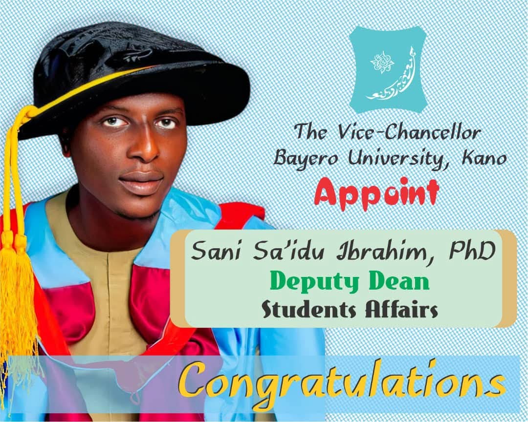 VC Prof. Haruna Musa Appoints Dr. Sani Sa’idu Ibrahim as Deputy Dean, New Campus

The Vice-Chancellor, Professor Haruna Musa, fsi, has approved the appointment of Dr. Sani Sa’idu Ibrahim of the Department of English and Literary Studies as Deputy Dean, Students’ Affairs (New