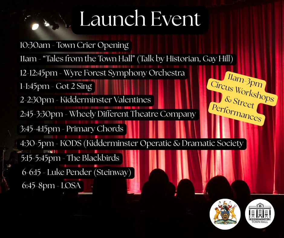 TCKidderminster's tweet image. Saturday is a free day for all to come along and enjoy the new facilities including the Music Room and Courtyard Bar &amp;amp; Café
📍 Kidderminster Town Hall
 🗓️ Opening Weekend Celebration
#KidderminsterTownHall #LiveMusic #CommunityEvent #BlindLemon #KidderminsterEvents